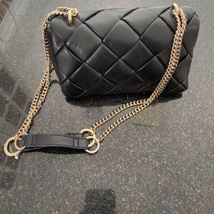 a new day Black Quilted Bag with Gold Chain